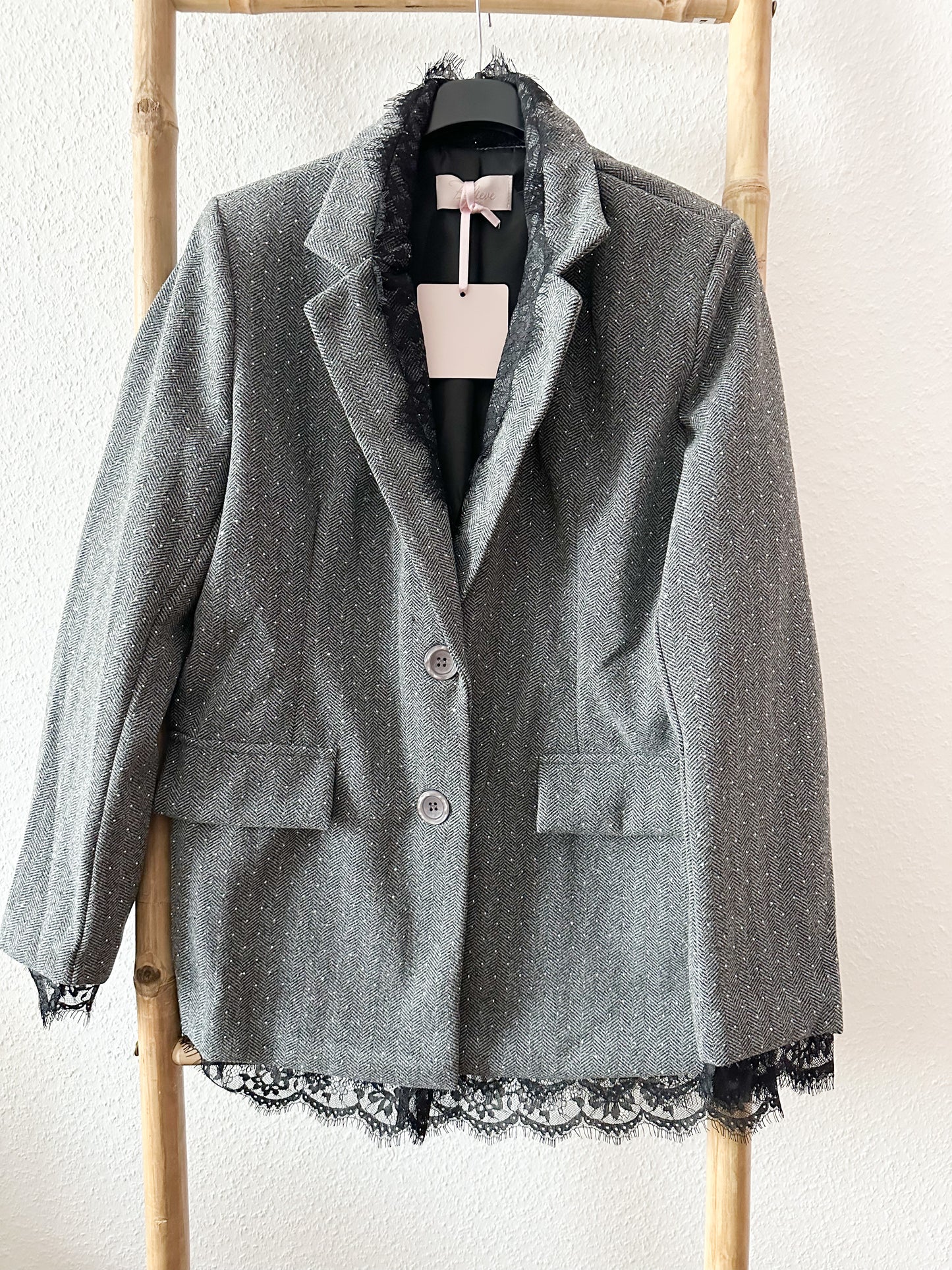 Blazer Spitze grau mit Strass