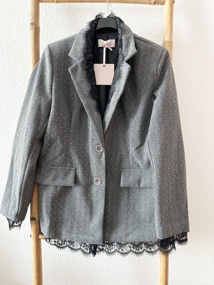 Blazer Spitze grau mit Strass