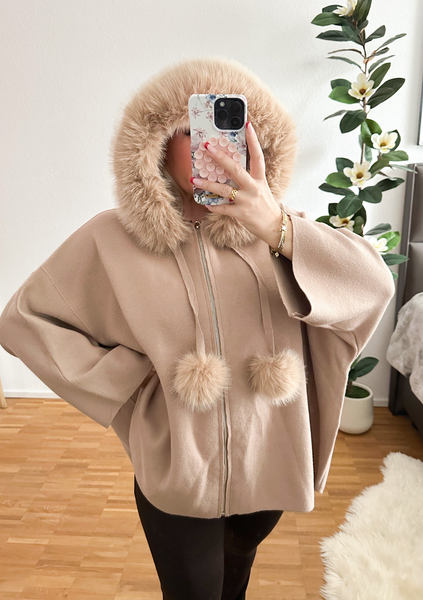 Strickjacke mit kunstfell in 4 Farben super weich