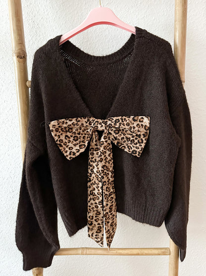 Strickpullover Schleife-Leo in 3 Farben super Stretch und weich