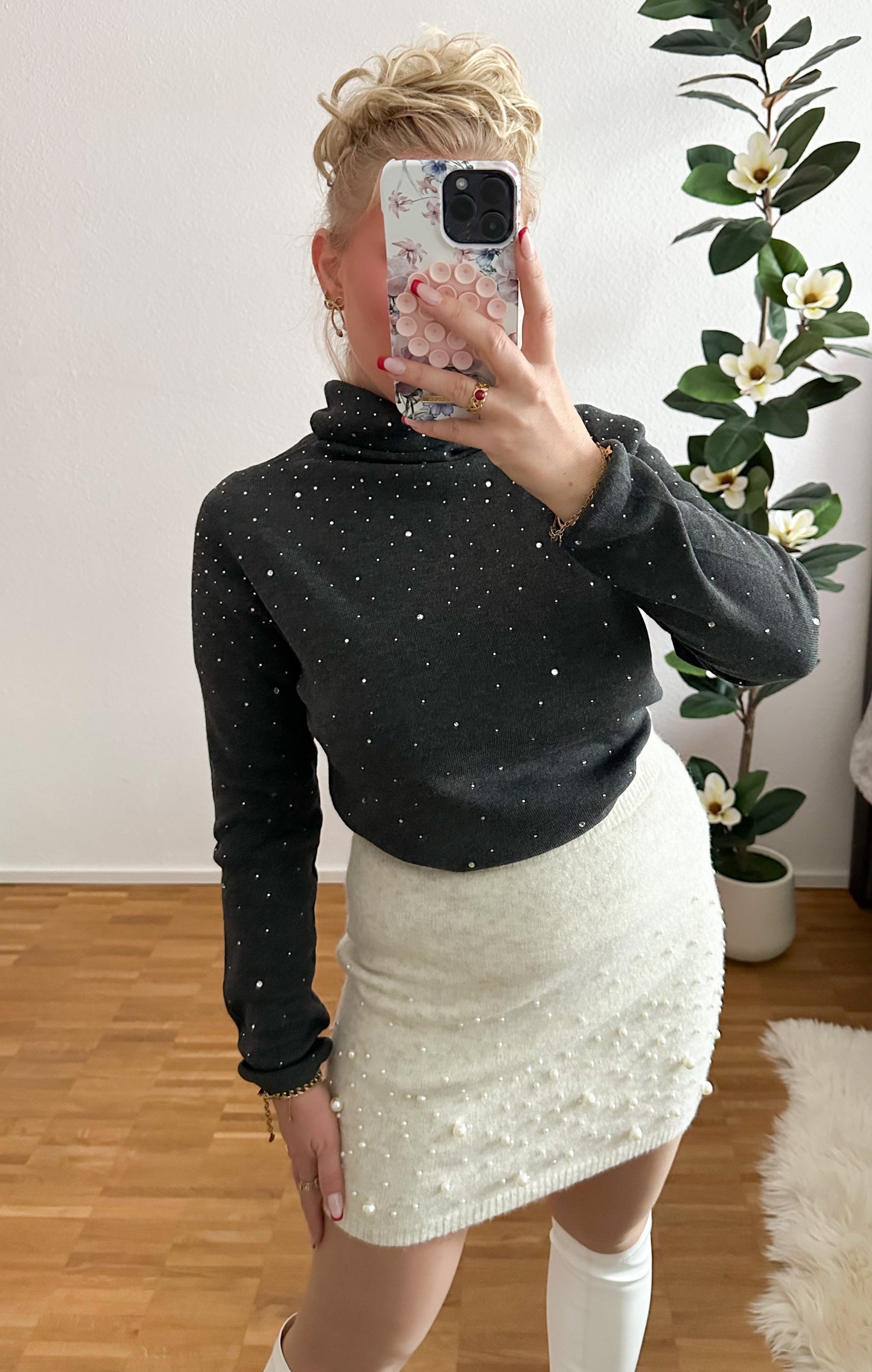 Strickpullover/Feinstrickpullover mit Strass in 3 Farben
