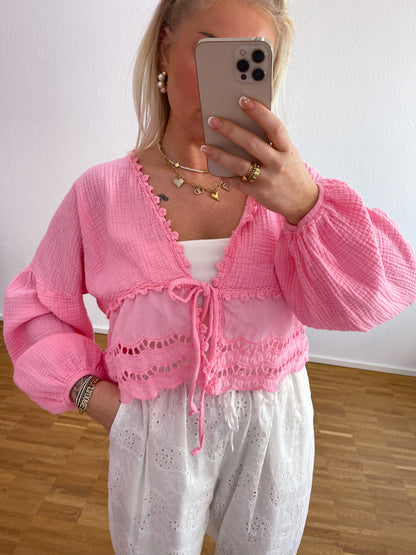 Musselin Bluse Boho Rosa