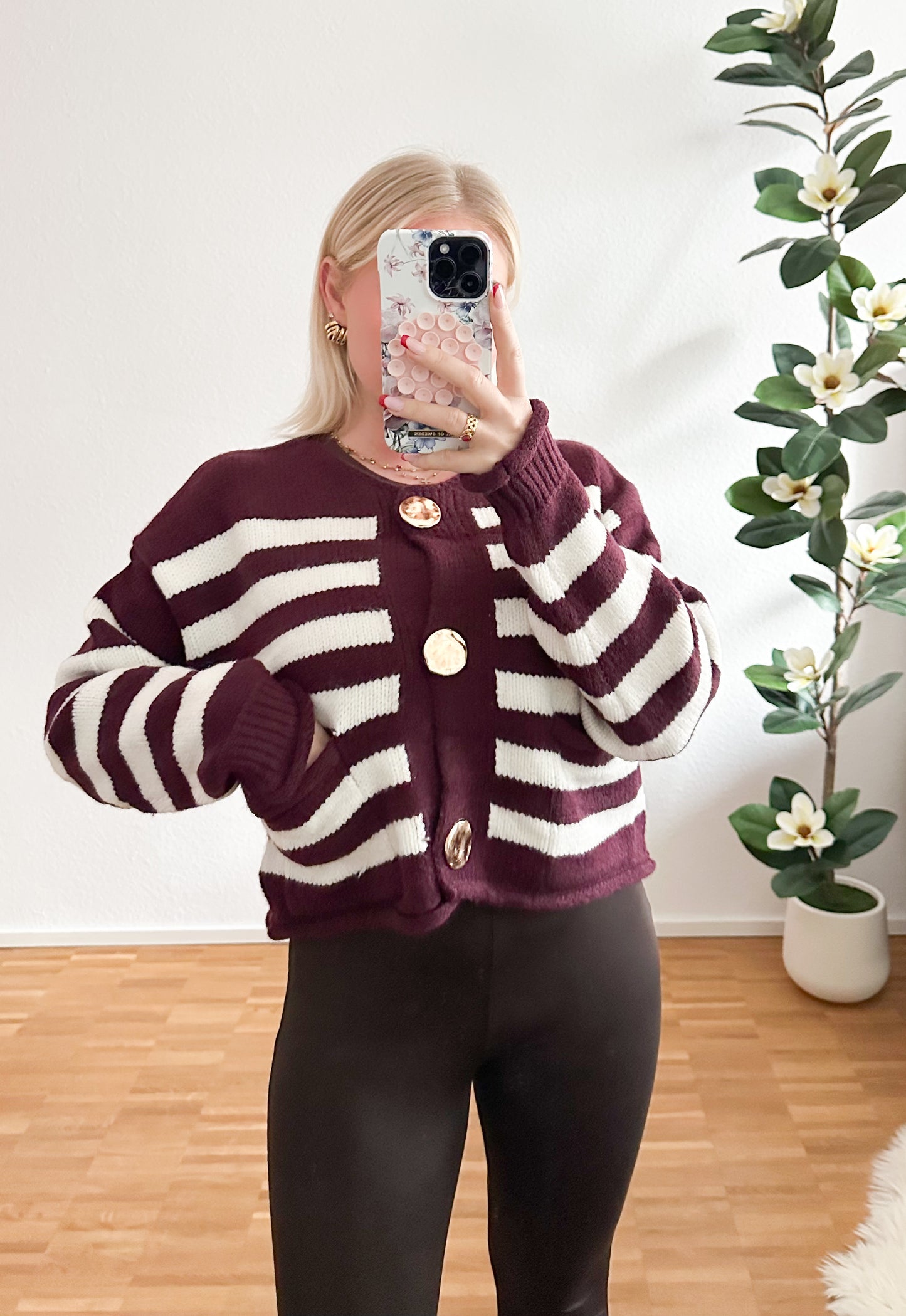 Strickjacke Gold Knopf in 2 Farben super weiche und Stretch