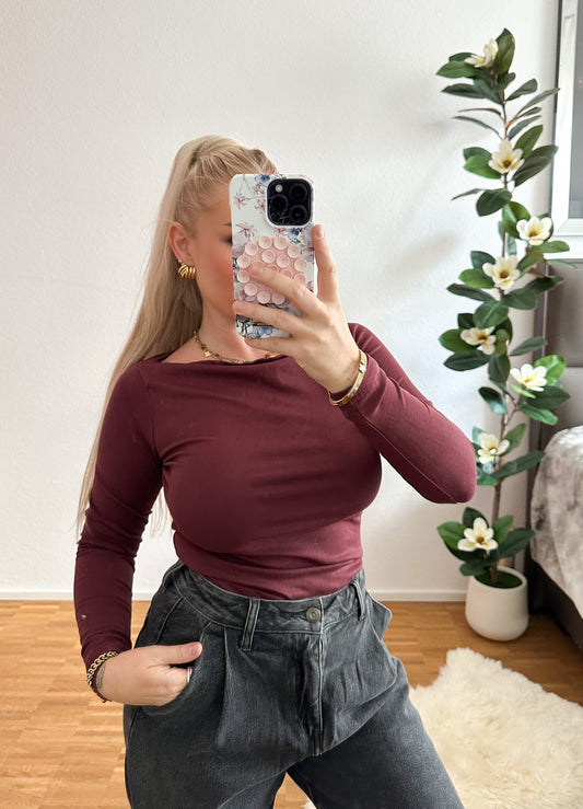Langarm-Shirt Off Shoulder 4 Farben
