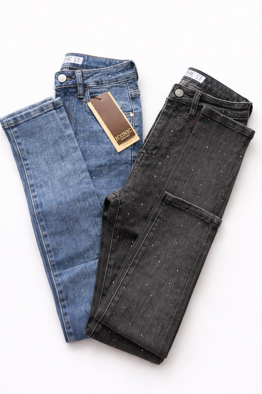 Jeanshose Bling Strass Iconic 2 Farben 95cm Länge