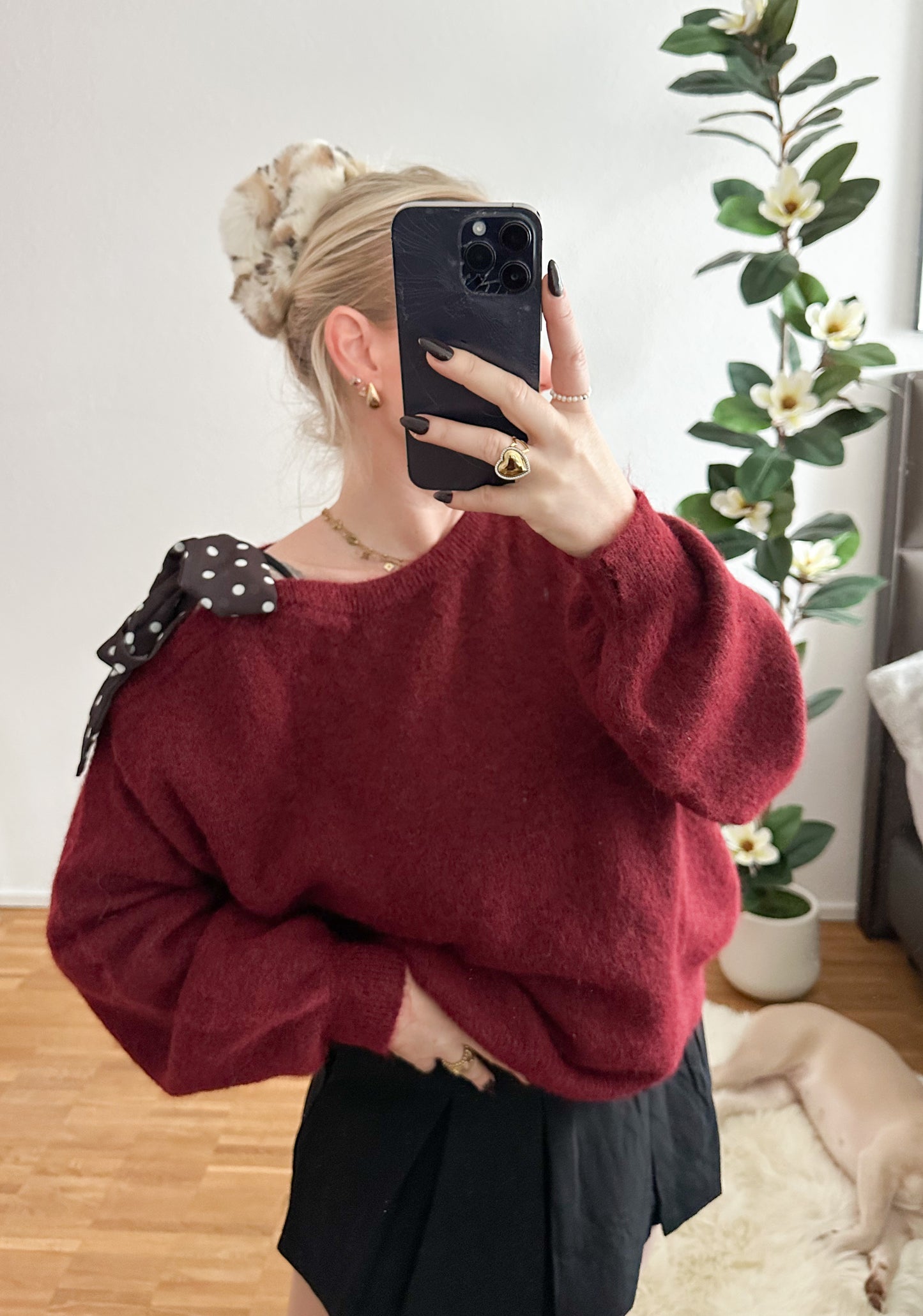 Strickpullover 20% Alpaca mit Schleife super weich und kuschelig in 5 Farben