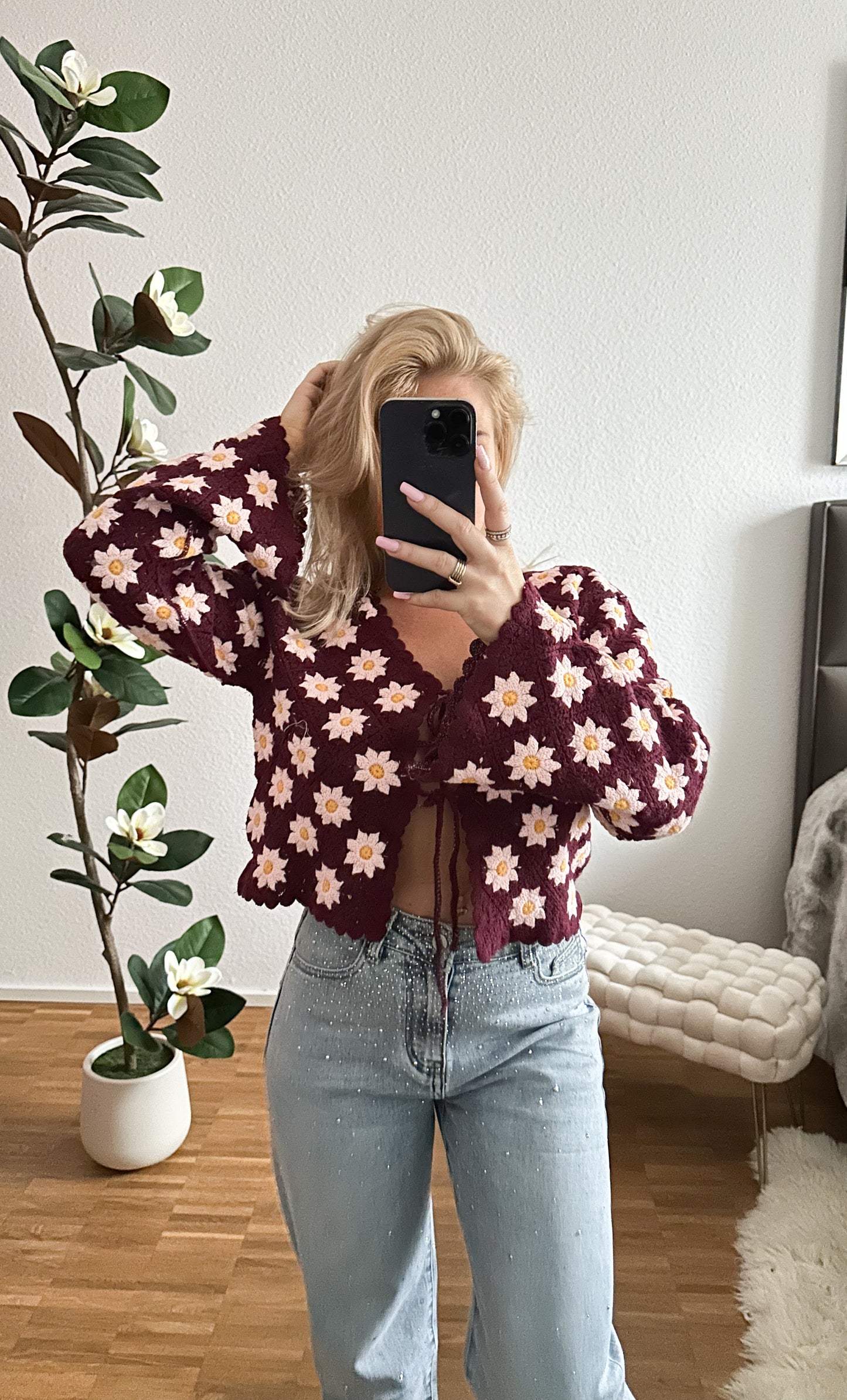Strickjacke Boho Blume in 4 Farben