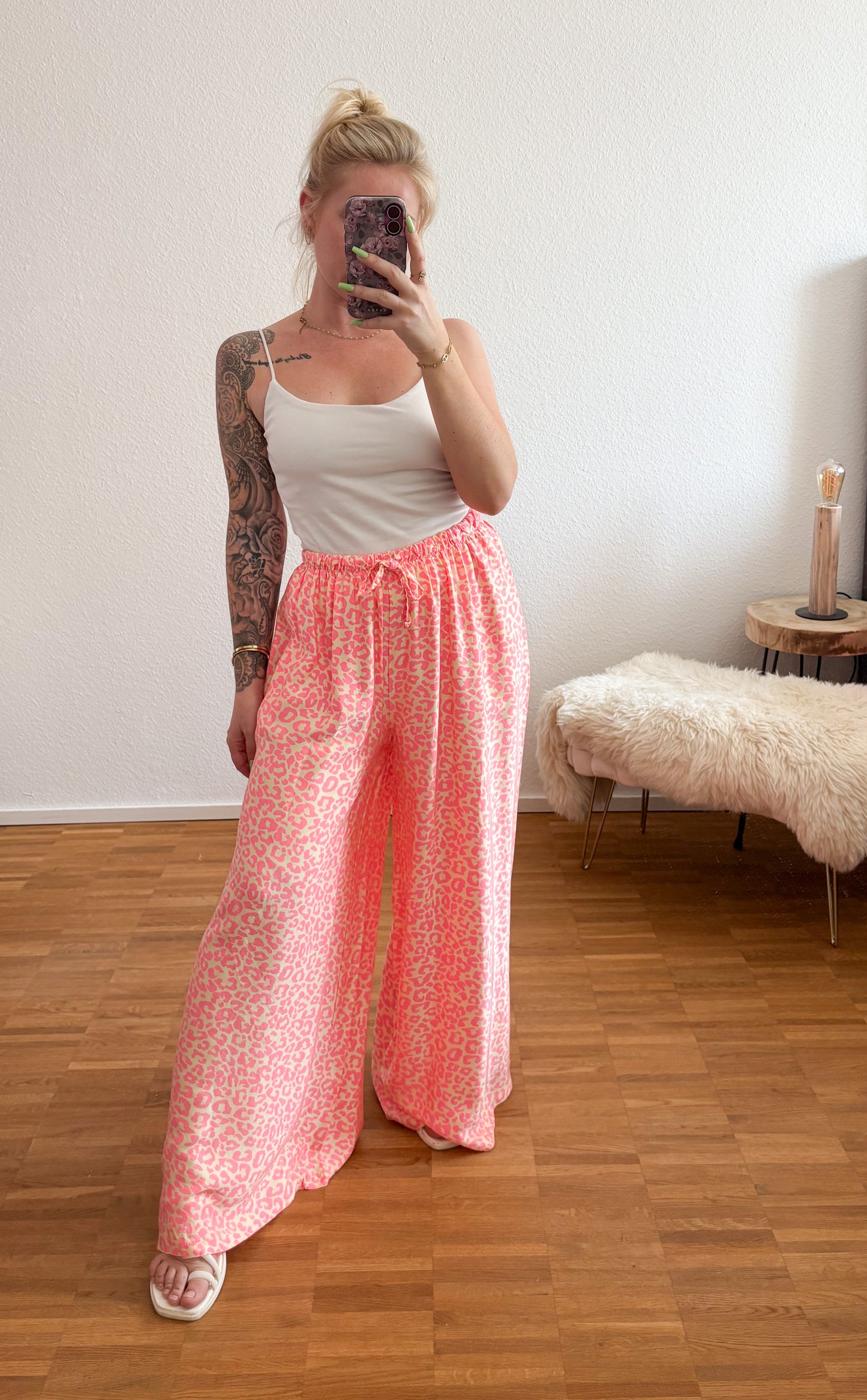 Stoffhose Seide Leo Print