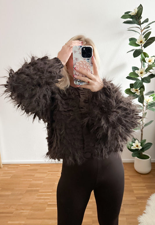 Strickjacke Flauschig in Schoko braun super weich