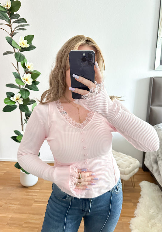 Pullover Bella feinstrick mit Spitze in 2 Farben