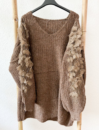 Strickpullover/Kleid Blumen Traum super weich und kuschelig in 4 Farben