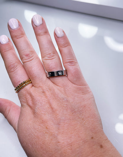 Ring Kreuz Bling Gold&Silber