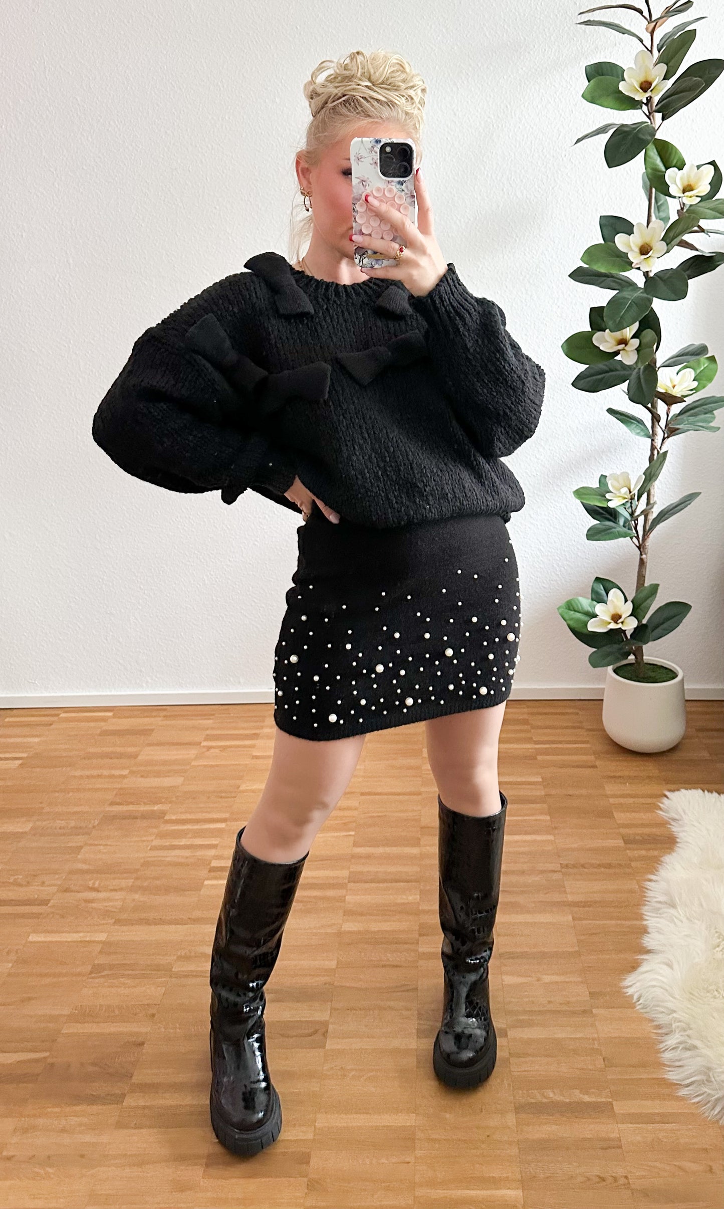 Pullover Teddy mit Schleifen in 3 Farben super weich und kuschelig