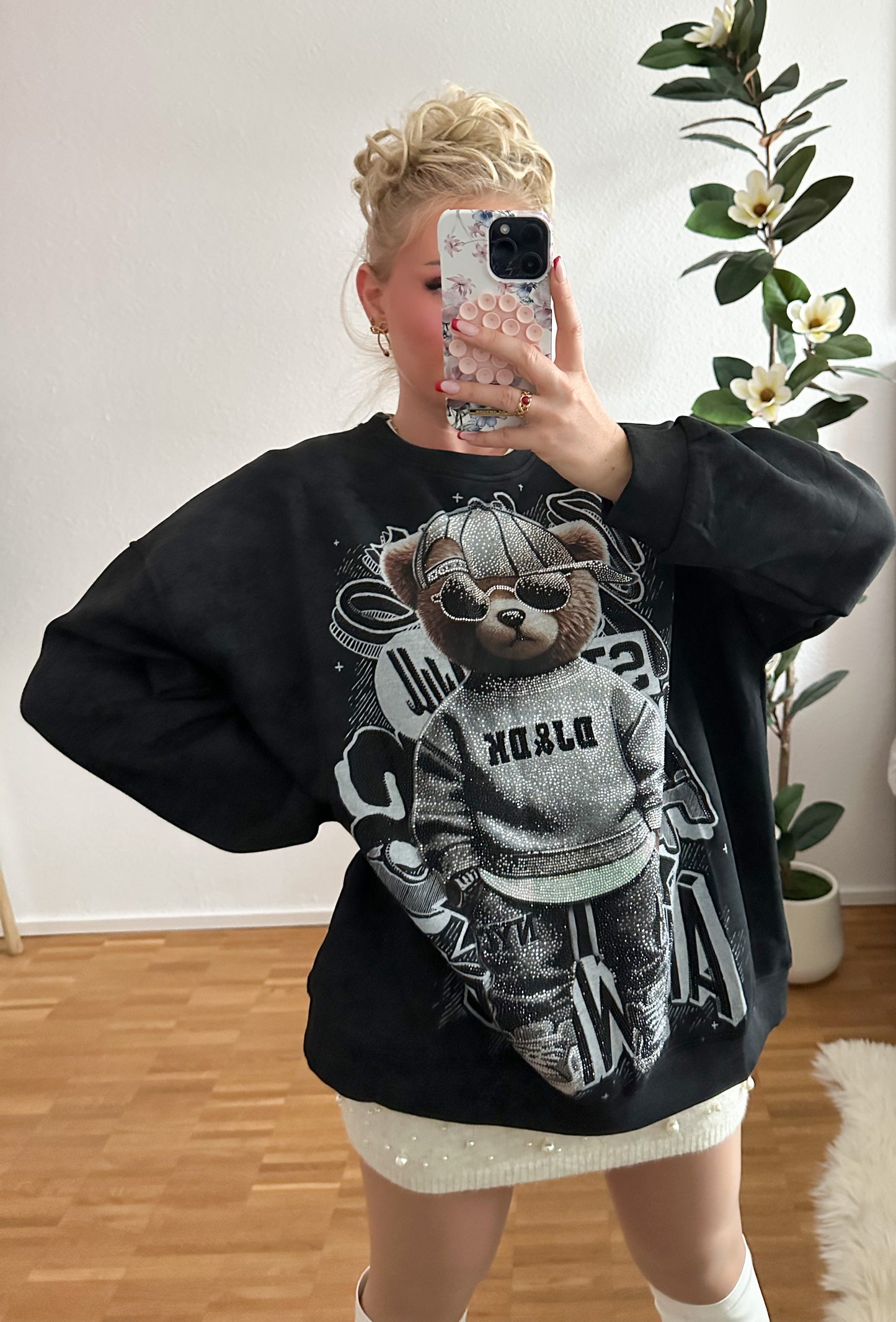 Sweatshirt Teddy Marmor Strass in zwei Farben