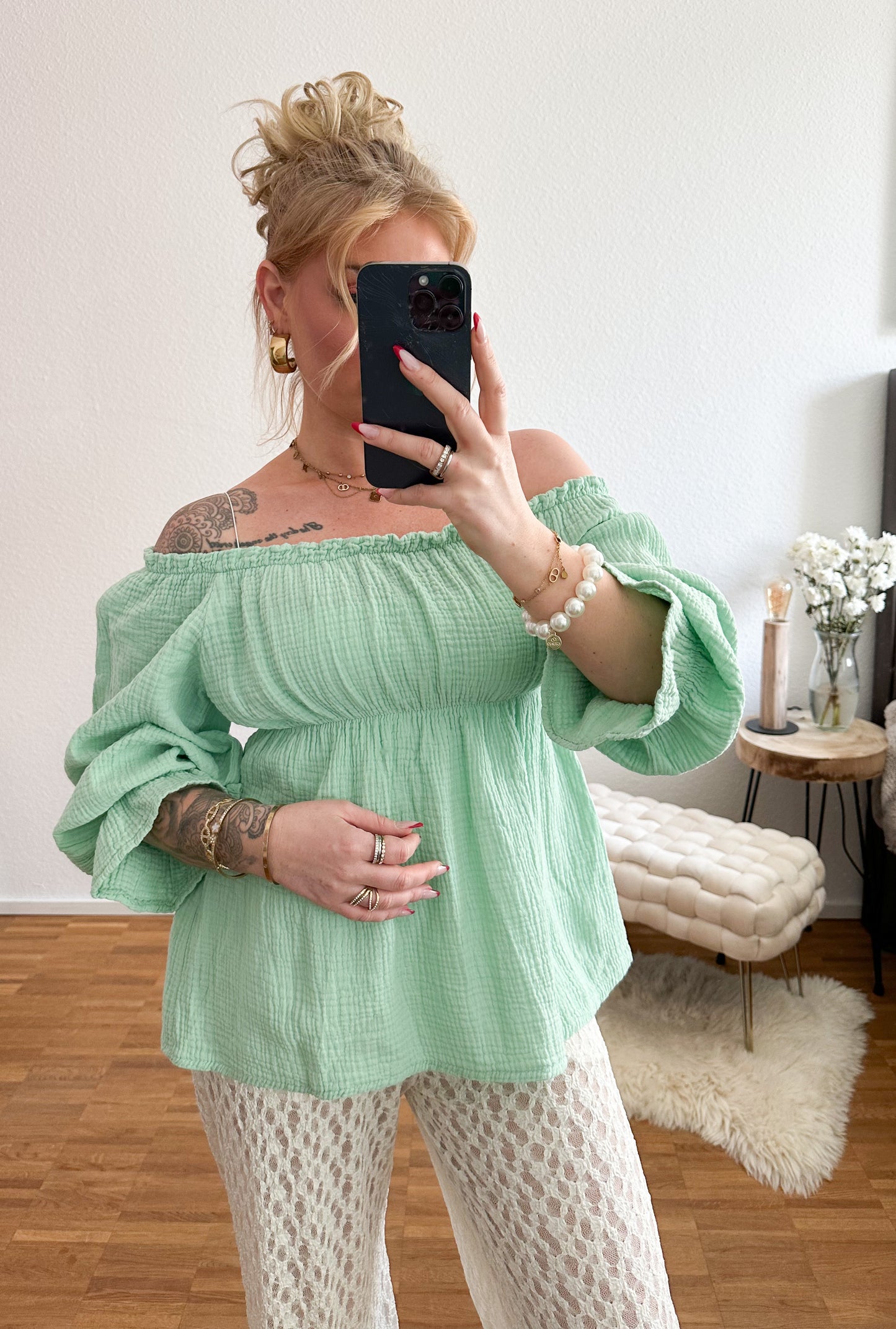 Musselin Bluse Orient in 4 Farben