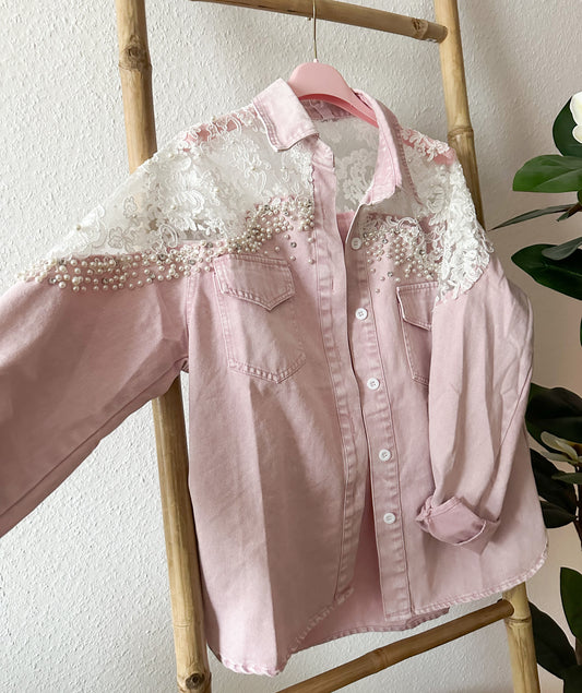 Jeanshemd Pearl mit Strass in 3 Farben
