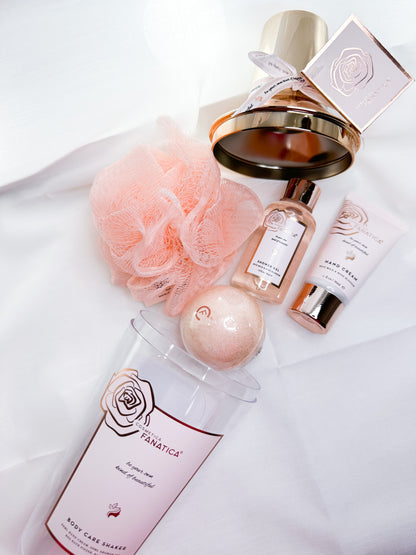 Bath Care Set Shaker Rose Bath Fizzer Handcream Showergel Shower Sponge with Shaker