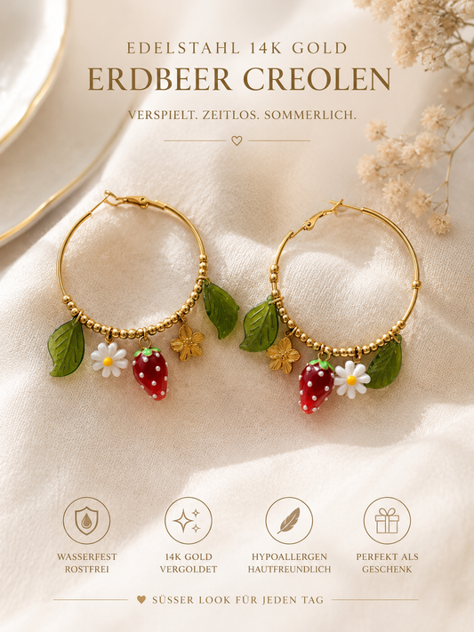 Creolen Erdbeere S.Steel 14k Gold