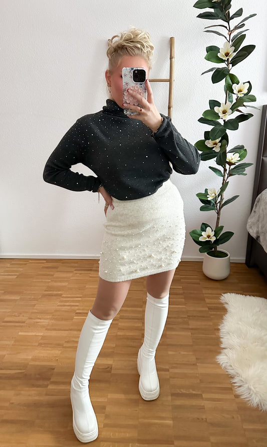 Strickpullover/Feinstrickpullover mit Strass in 3 Farben