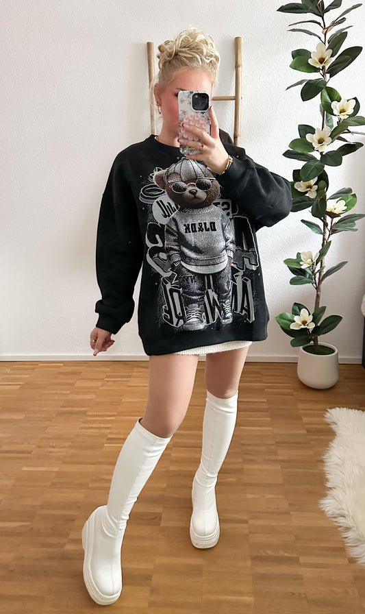 Sweatshirt Teddy Marmor Strass in zwei Farben