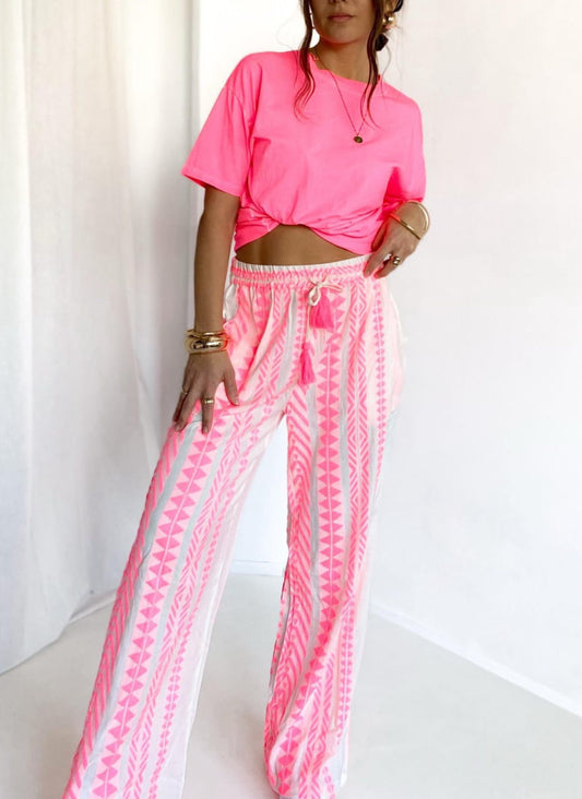 Stoffhose Boho Rosa