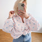 Musselin Bluse Blume in 4 Farben