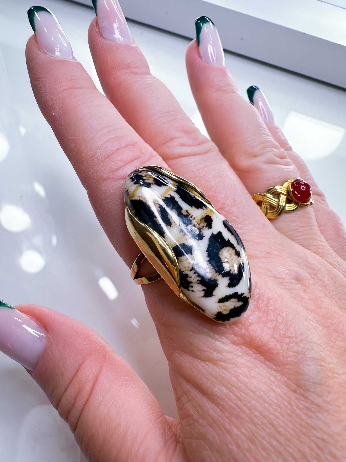 Ring mit Leo-Muster in 2 Farben S.Steel 14k Gold