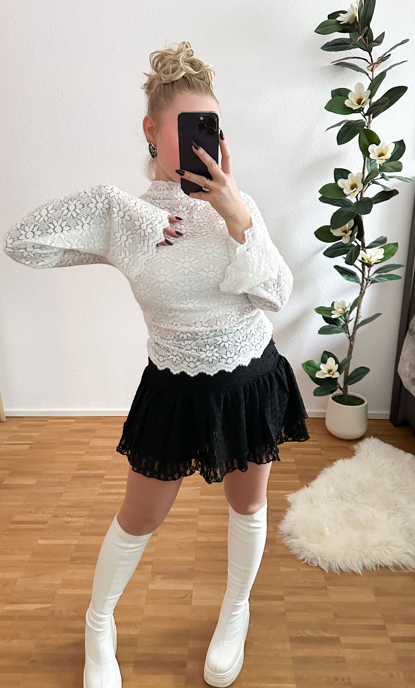 Rock-Spitze mit Hose Skort Lace in zwei Farben