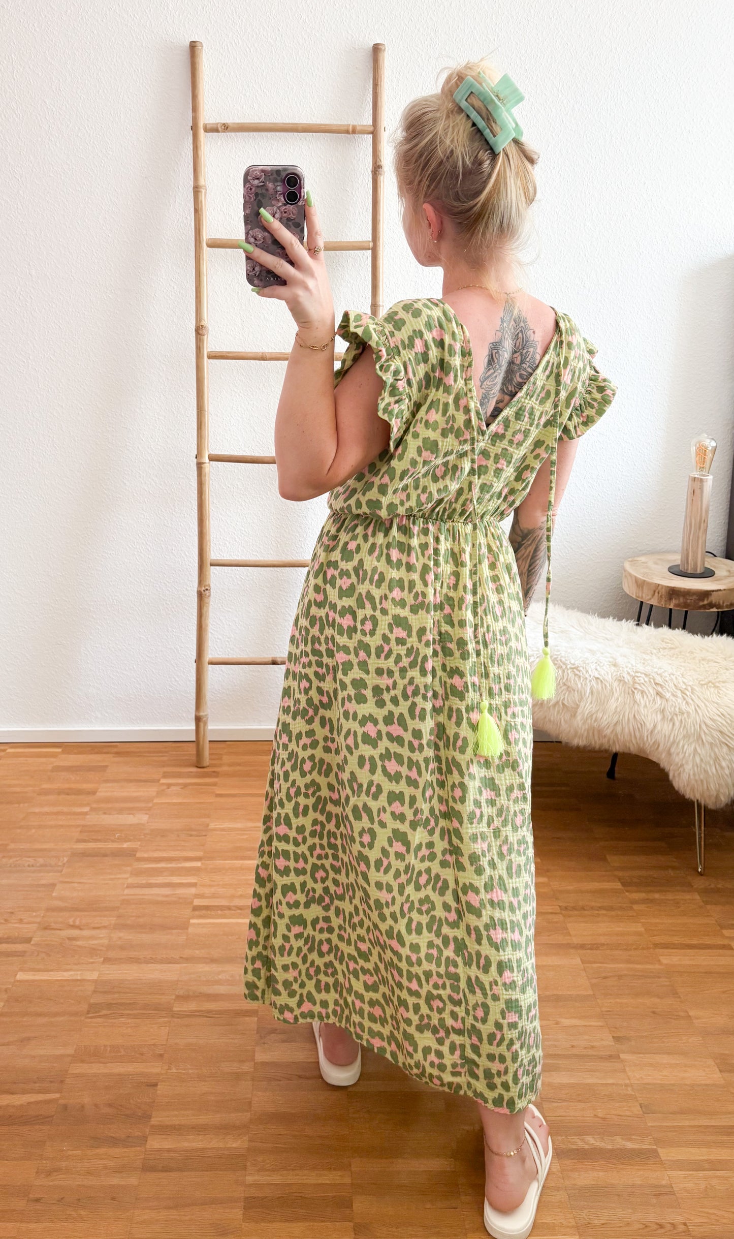 Musselin Kleod Leo Print in 4 Farben
