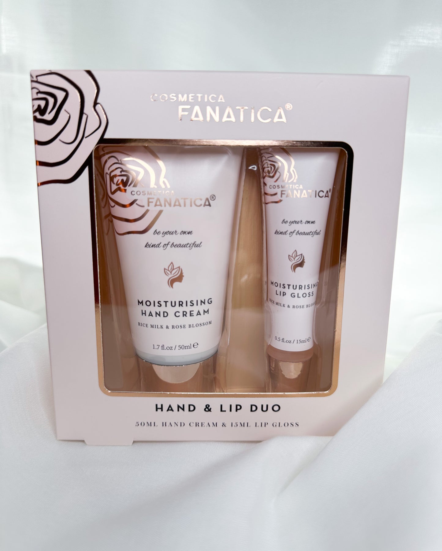 Lipgloss & Handcream Set Rose and Rice Milk