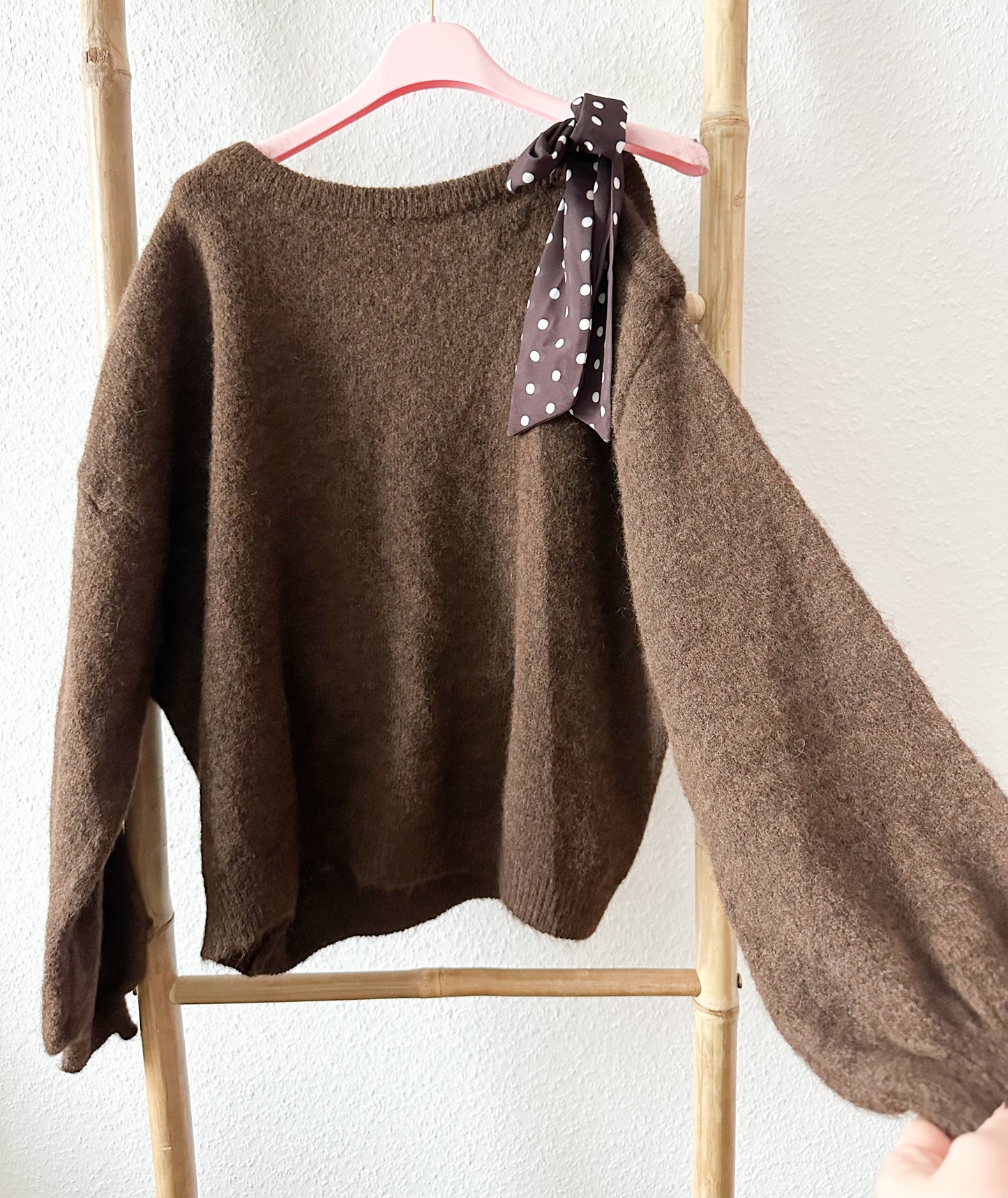 Strickpullover 20% Alpaca mit Schleife super weich und kuschelig in 5 Farben