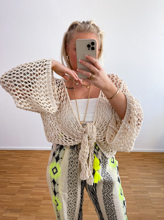 Strickjacke Boho Creme
