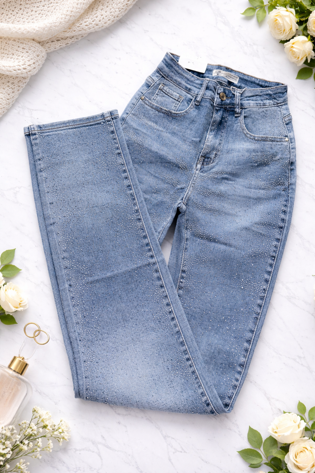 Jeanshose Mom Fit Bling Premium 2 Farben