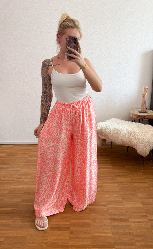 Stoffhose Seide Leo Print
