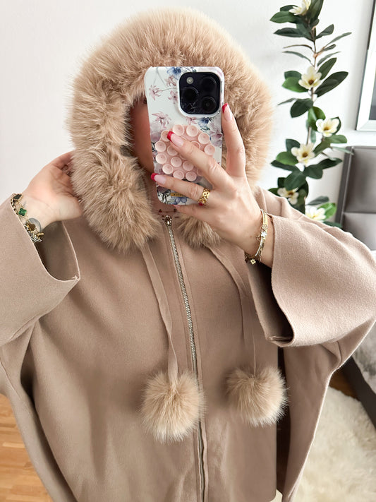 Strickjacke mit kunstfell in 4 Farben super weich