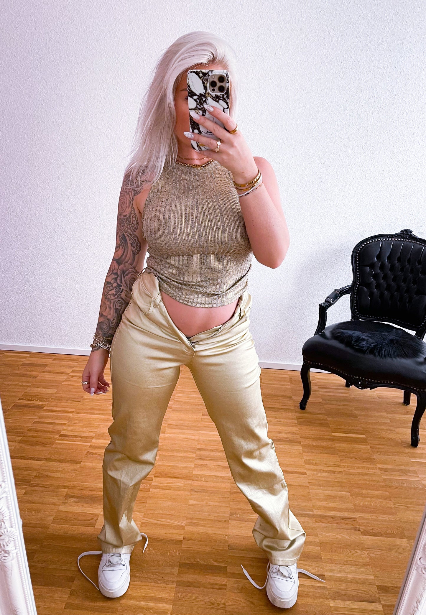 Lederhose Baggy in 2 Farben super Stretch