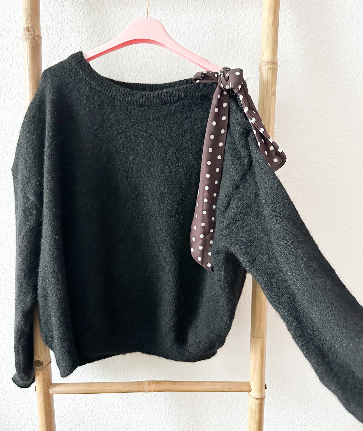 Strickpullover 20% Alpaca mit Schleife super weich und kuschelig in 5 Farben