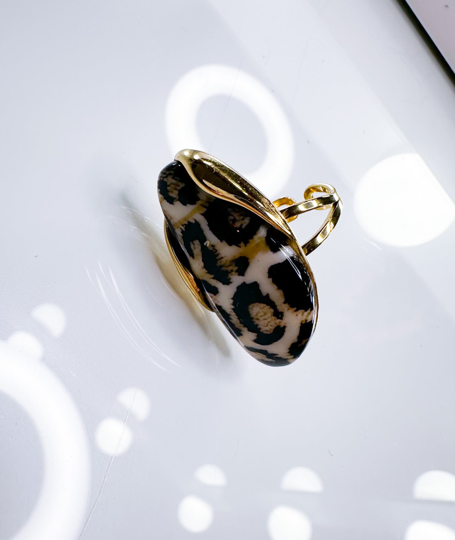 Ring mit Leo-Muster in 2 Farben S.Steel 14k Gold